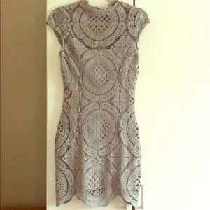 Nellis Grey Crochet Dress with Slip